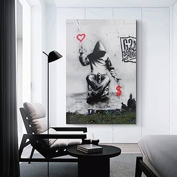 Amazon.co.jp: Banksyバンクシー作品「愛とお金」印刷された